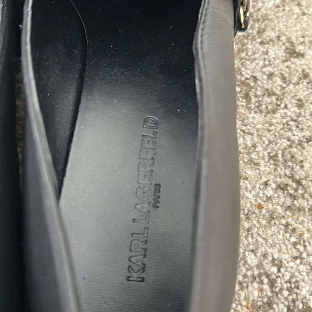 KARL LAGERFELD Paris Piel Liverpool Flat In Black Leather 8 - Picture 5 of 7